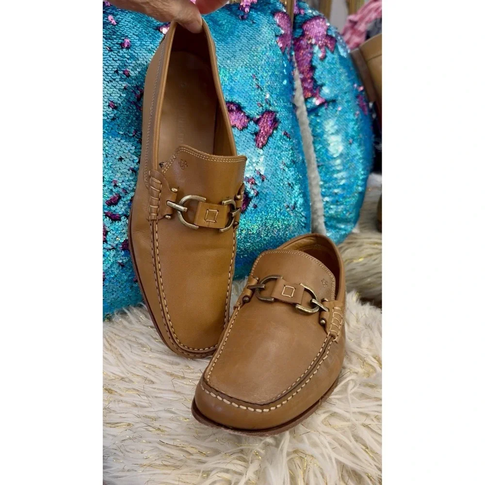 Donald J Pliner Men's Dacio Dipped Calf Loafer Saddle Tan Brown Size 8